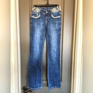 Keya size 28 bootcut aztec rhinestone studded jeans 32 inseam